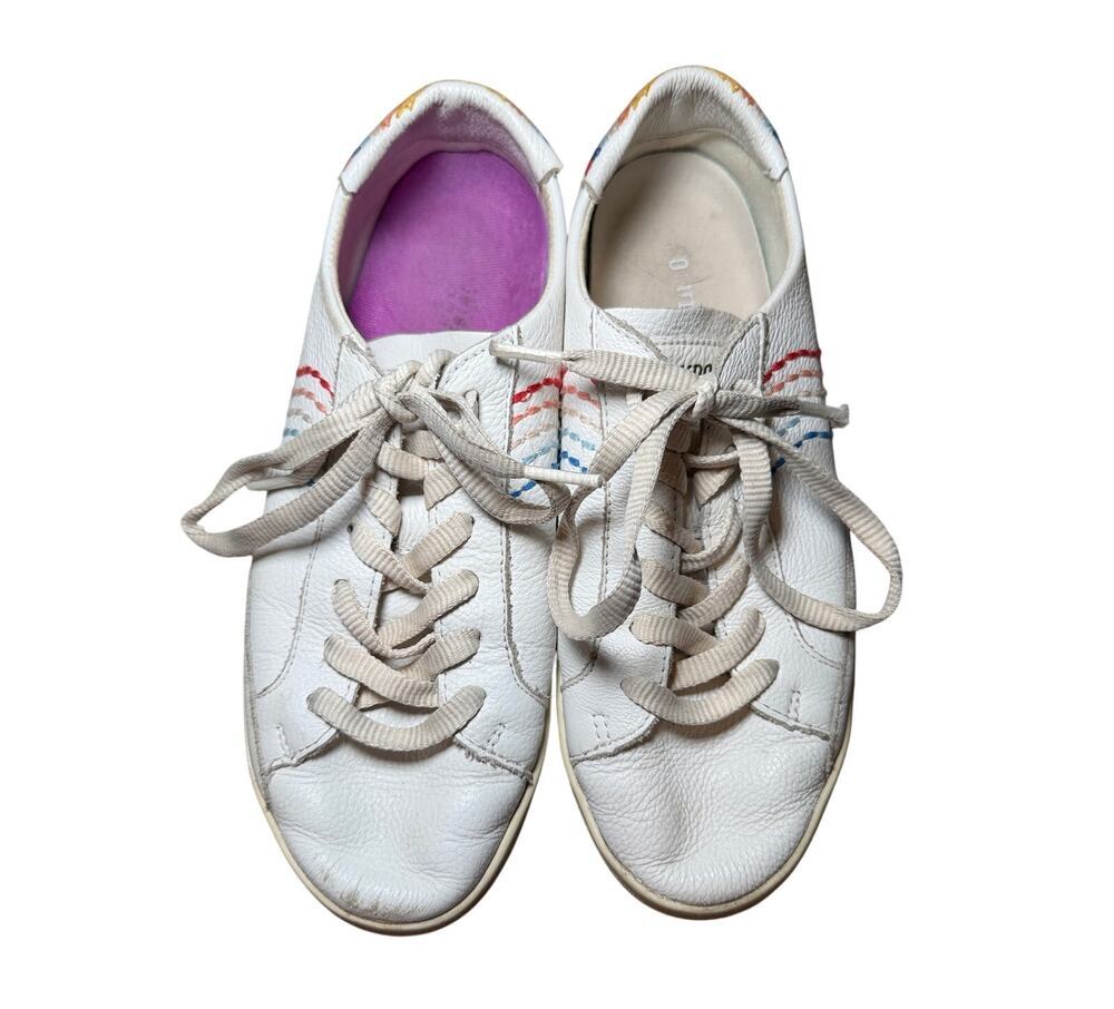 SOLUDOS Women's Sneakers 8 Leather Rainbow Embroidered Casual